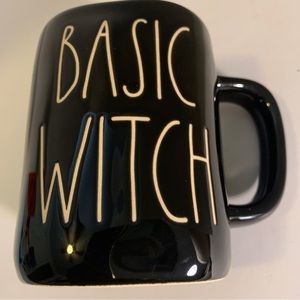 Rae Dunn Halloween Mug BASIC WITCH Color Glossy Black Exterior and Interior New